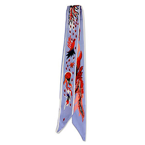 Bandana foulard con fenice blu cielo-rosso-biancastro