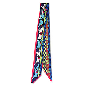 Bandana foulard con cavalli blu-rosso-giallo