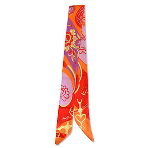 Bandana foulard con fiore arancione-lilla-rosso