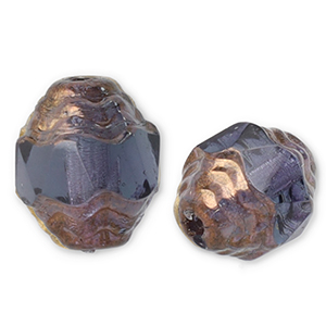 Perline Rep. Ceca FPB ovale 7x6mm montana blue- bronze