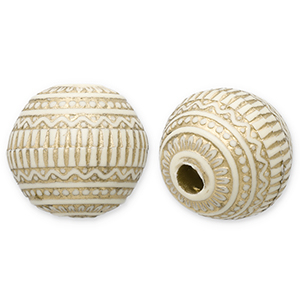 Perline in acrilico tonda biancastro-oro