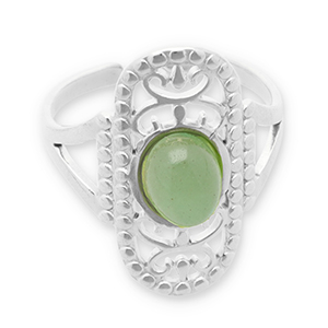 Anelli in acciaio inossidabile con pietra naturale argento-verde jade