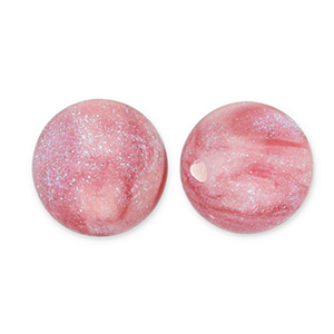 Perline in acrilico con glitterato 12 mm rosa-turchese