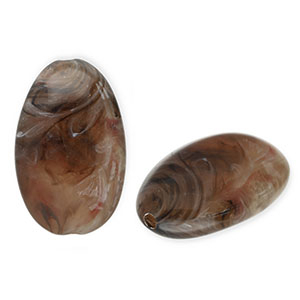 Perline in acrilico ovali allungate marrone-bianco