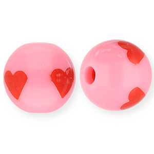 Perline in acrilico 12 mm con cuore rosa-rosso
