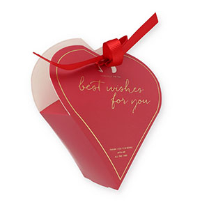 Confezione regalo cuore "Best wishes for you" rosso-oro