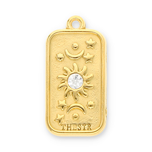 Ciondoli in acciaio inossidabile sole, luna e stelle con strass oro-trasparente