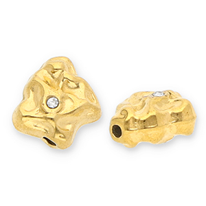 Perline in acciaio inossidabile irregolare con strass oro-trasparente