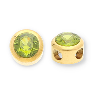Perline in acciaio inossidabile rondella con strass oro-verde oliva