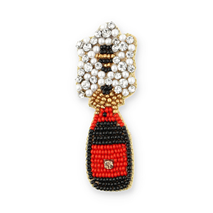 Broches bottiglia champagne nero-rosso-oro-bianco