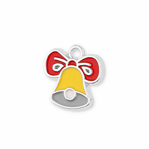 Ciondoli di metallo campana di natale argento-giallo-rosso-grigio