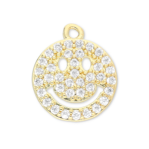 Metallo TQ in ottone ciondolo smiley oro-trasparente