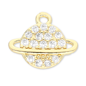 Metallo TQ in ottone ciondolo pianeta oro-trasparente