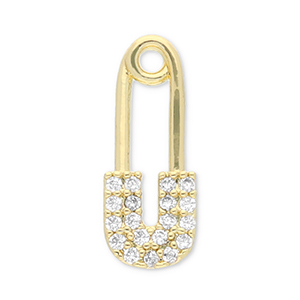 Metallo TQ in ottone ciondolo spilla di sicurezza oro-trasparente