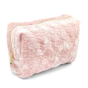 BY31&reg; Pochette velluto con dettagli circolari cuciti rosa chiaro