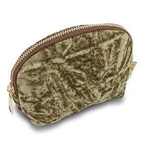 BY31&reg; Pochette velluto con dettagli circolari cuciti marrone oliva