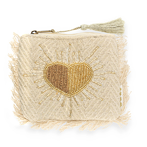 Pochette cuore biancastro-oro