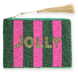 Pochette "Jolly" verde scuro-fucsia-oro