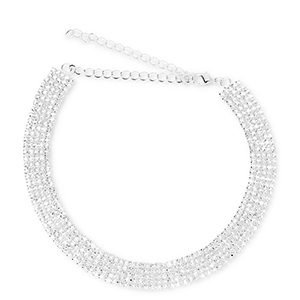 Metallo TQ in ottone girocollo con strass argento-cristallo