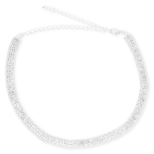 Metallo TQ in ottone girocollo con strass argento-cristallo