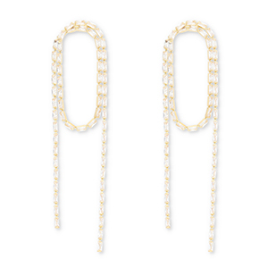 Orecchini in ottone Eco-brass&reg; con zircone oro-cristallo