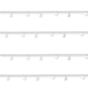 Componenti in acciaio inossidabile catena a rol&ograve; con luna e stella argento