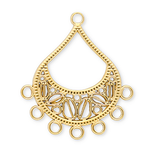 Componenti in acciaio inossidabile ciondoli goccia con 7 anellini oro