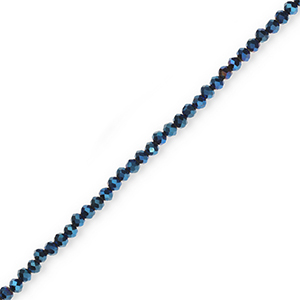 Perline sfaccettate 4x3 mm rondella blu scuro-effetto perlato