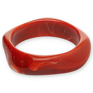 Bracciali bangle in resina rosso ruggine-bianco