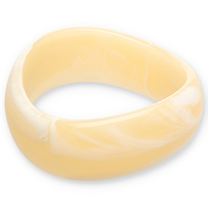 Bracciali bangle in resina giallo vaniglia-bianco