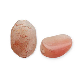 Perline in pietra dura semipreziosa Agata ovale rosso corallo-bianco