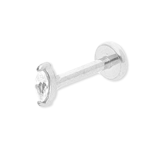 Piercing all'orecchio in acciaio inossidabile ovale con strass argento-cristallo