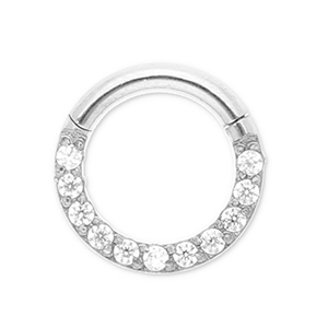 Piercing all'orecchio in acciaio inossidabile clicker anello con strass argento-cristallo
