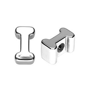 Perline alfabeto in acrilico con disegno lettera I argento