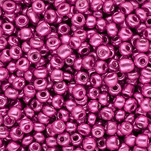Perline di vetro rocailles 6/0 (4mm) fucsia rosa metallico luminoso