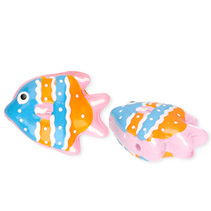 Perline di vetro a mano pesce blu-arancione-bianco-rosa chiaro