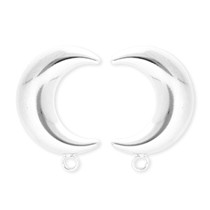 BY31&reg; Componenti in acciaio inossidabile orecchini luna con anellino argento