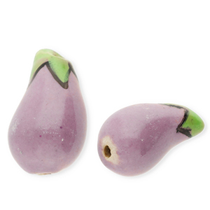 Perline di ceramica melanzana malva polvere-verde