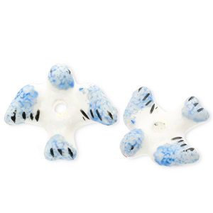 Perline di ceramica uccello bianco-blu-nero