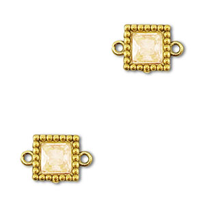Distanziatore in acciaio inossidabile zircone quadrato oro-arancione chiaro