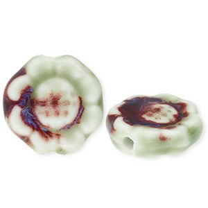 Perline di ceramica fiore verde chiaro-porto rosso