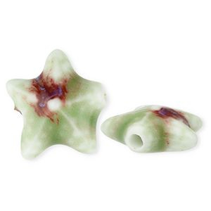 Perline di ceramica stella marina verde chiaro-marrone