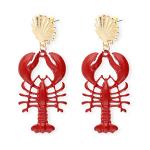 Orecchini alla moda smalto conchiglia & cancro con perno in acciaio inossidabile oro-rosso scuro