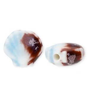 Perline di ceramica conchiglia blu chiaro-marrone