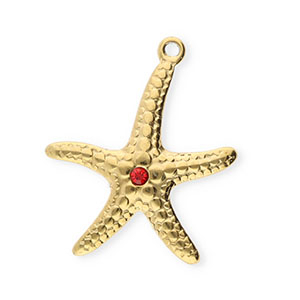 Ciondoli in acciaio inossidabile stella marina oro-rosso