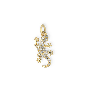 Metallo TQ in ottone ciondolo lucertola con strass oro-trasparente
