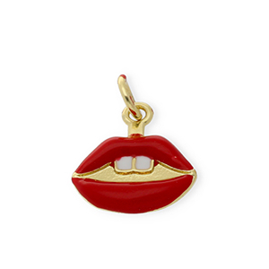 Metallo TQ in ottone ciondolo kiss oro-rosso-bianco