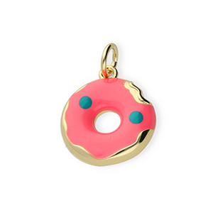 Metallo TQ in ottone ciondolo donut oro-rosa neon-blu