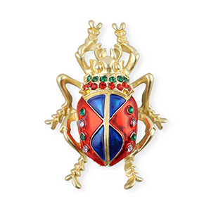 Broches scarabeo con strass oro-rosso-blu-verde