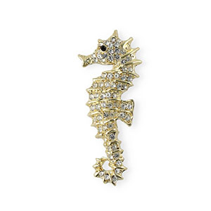 Broches cavalluccio marino con strass oro-cristallo-nero